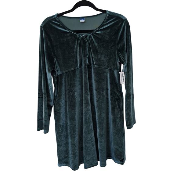 NWT Old Navy Velvet Dress XXL 18 Plus Emerald Green Long Sleeve Party Holiday - Picture 1 of 8